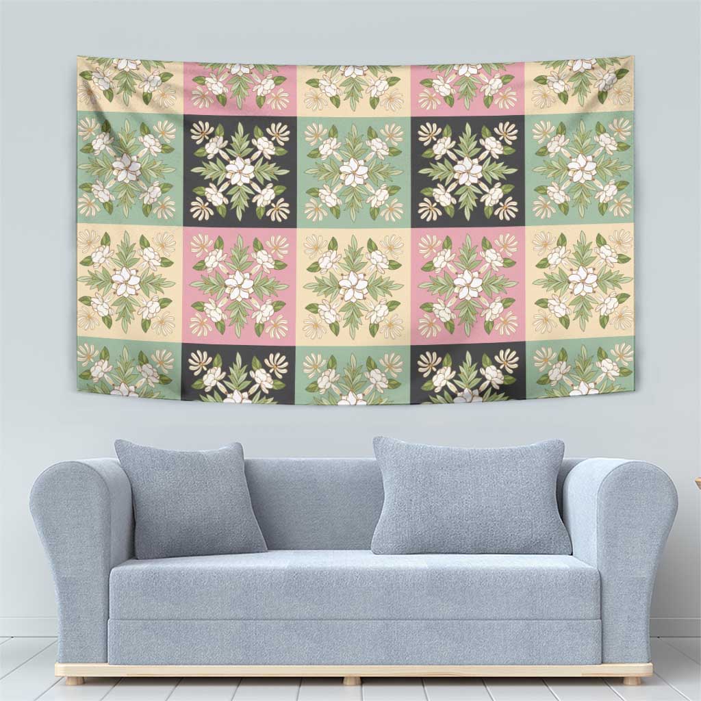 Seamless Pattern Maile and Pikake Lei Tapestry Squares Maile Leaf LT9 - Polynesian Pride