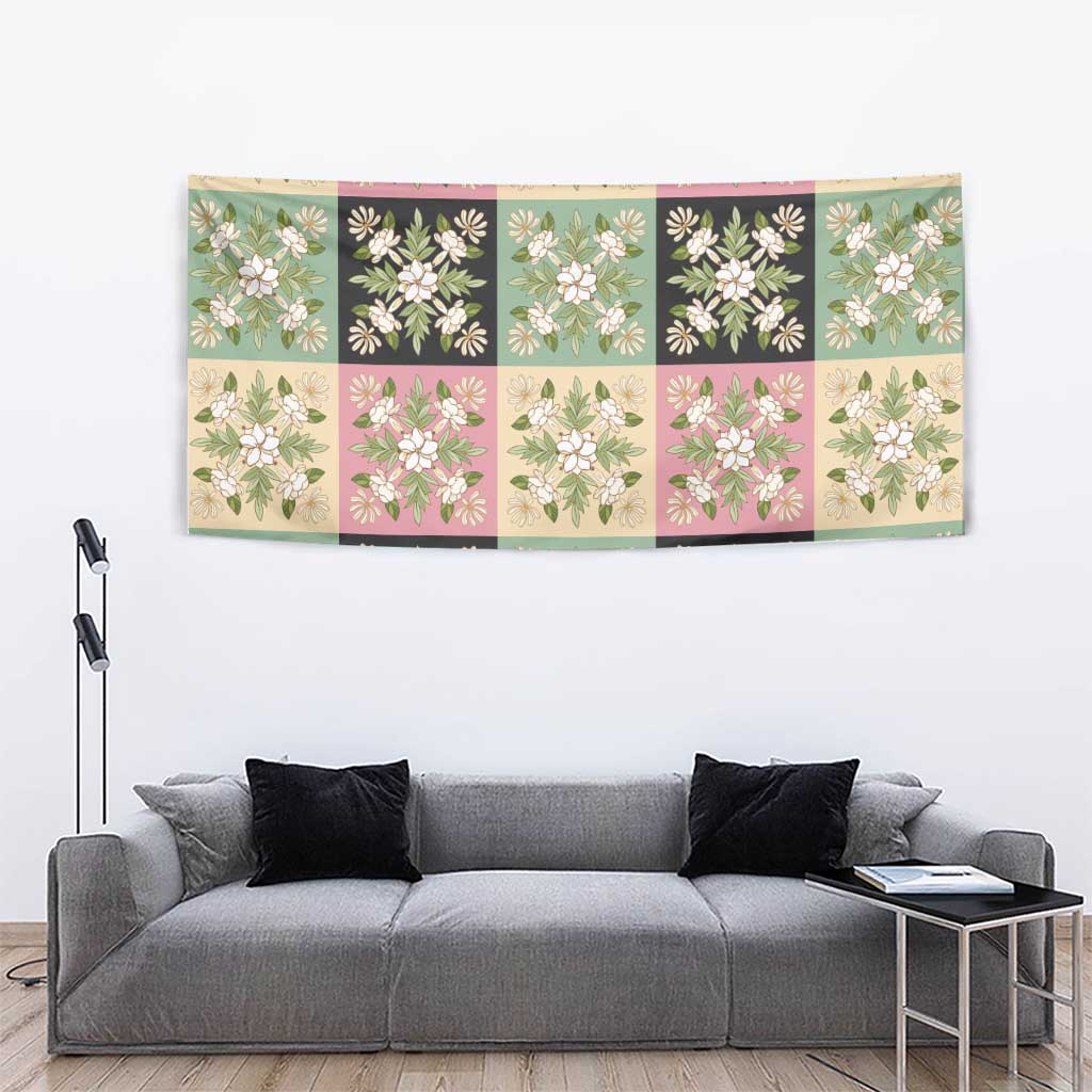 Seamless Pattern Maile and Pikake Lei Tapestry Squares Maile Leaf LT9 - Polynesian Pride