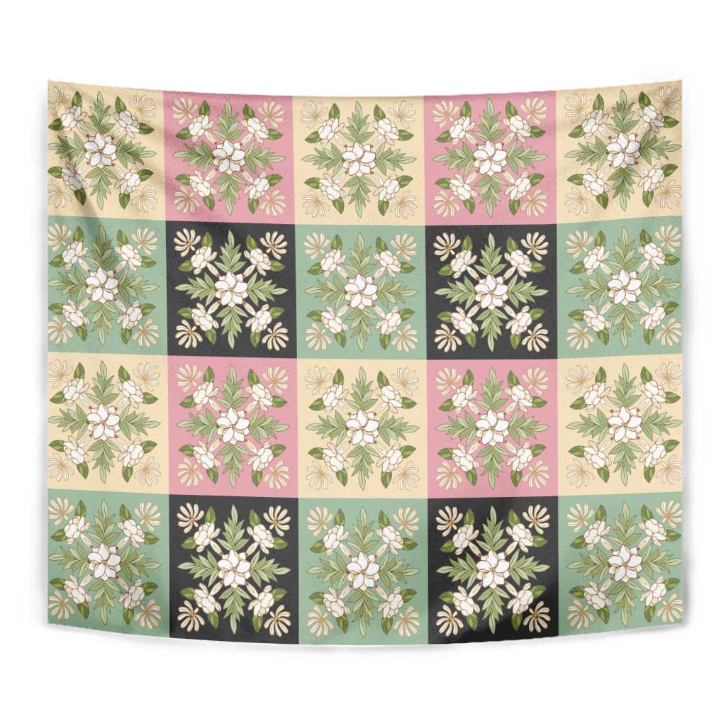 Seamless Pattern Maile and Pikake Lei Tapestry Squares Maile Leaf LT9 - Polynesian Pride