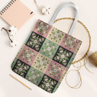 Seamless Pattern Maile and Pikake Lei Tote Bag Squares Maile Leaf - Polynesian Pride