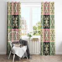 Seamless Pattern Maile and Pikake Lei Window Curtain Squares Maile Leaf - Polynesian Pride