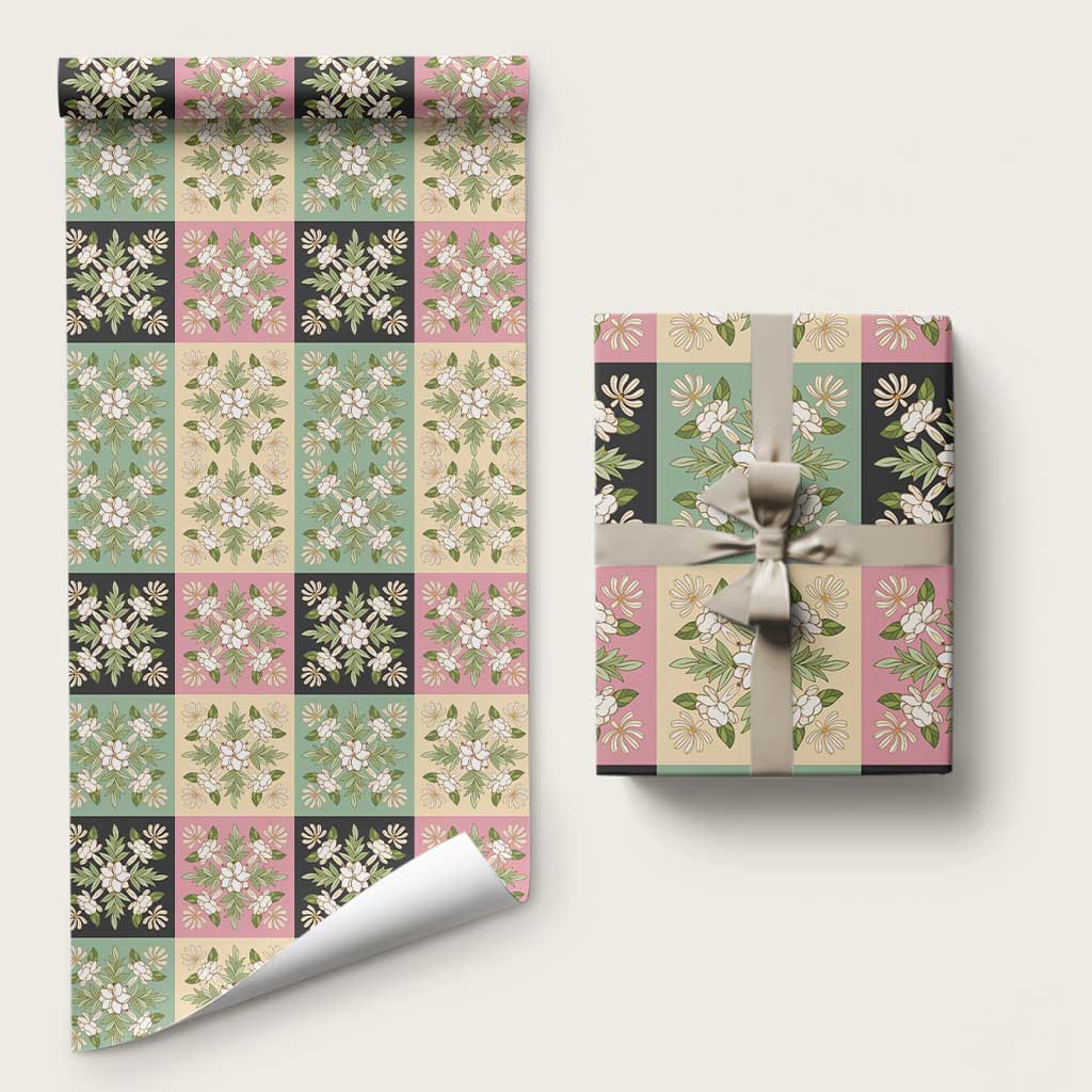 Seamless Pattern Maile and Pikake Lei Wrapping Paper Squares Maile Leaf LT9 58" × 23" Green - Polynesian Pride