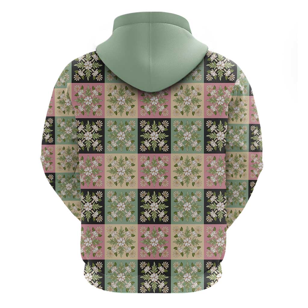 Seamless Pattern Maile and Pikake Lei Zip Hoodie Squares Maile Leaf LT9 - Polynesian Pride
