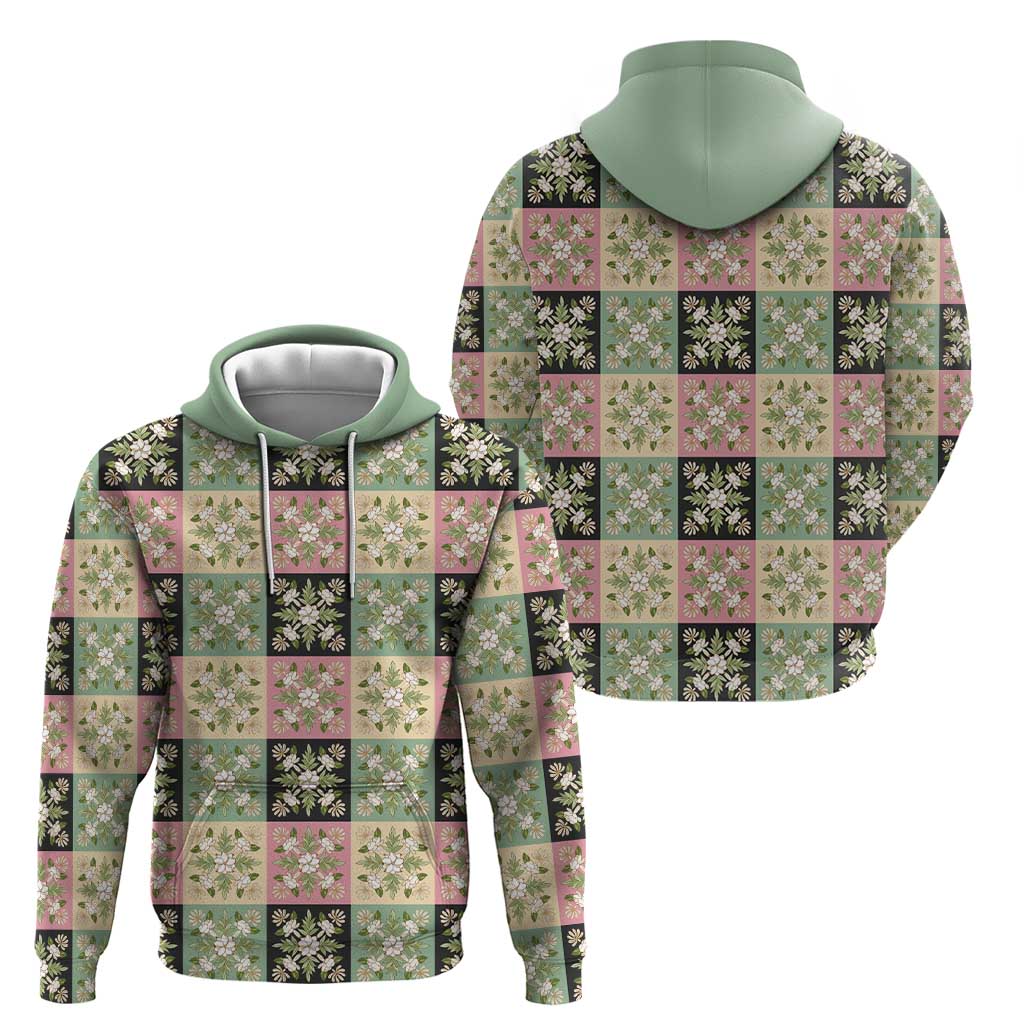Seamless Pattern Maile and Pikake Lei Zip Hoodie Squares Maile Leaf LT9 - Polynesian Pride