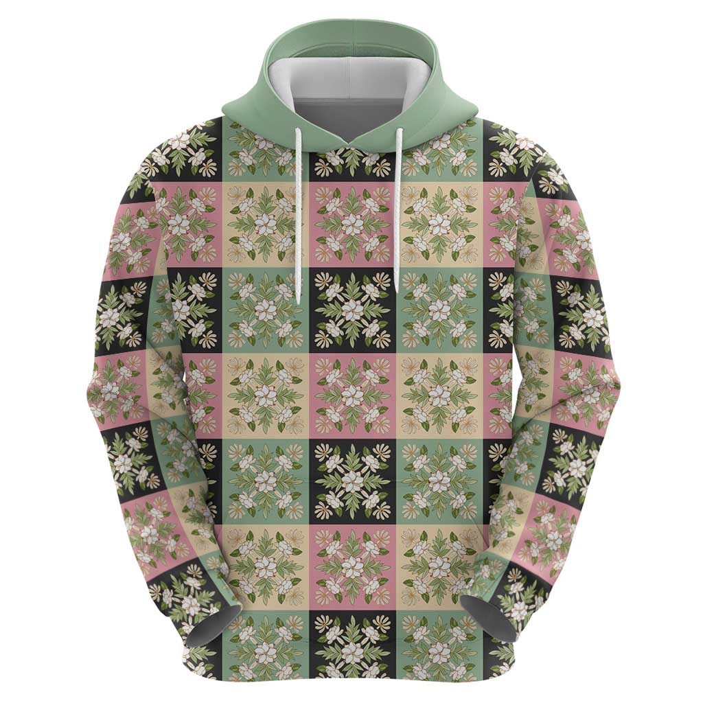 Seamless Pattern Maile and Pikake Lei Zip Hoodie Squares Maile Leaf LT9 - Polynesian Pride