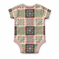 Seamless Pattern Pikake Lei Baby Onesie Floral Squares Pikake LT9 - Polynesian Pride