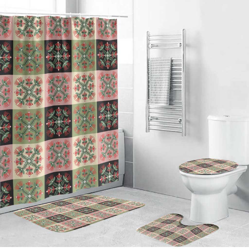 Seamless Pattern Pikake Lei Bathroom Set Floral Squares Pikake - Polynesian Pride