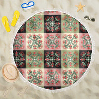 Seamless Pattern Pikake Lei Beach Blanket Floral Squares Pikake LT9 One Size 150cm Pink - Polynesian Pride