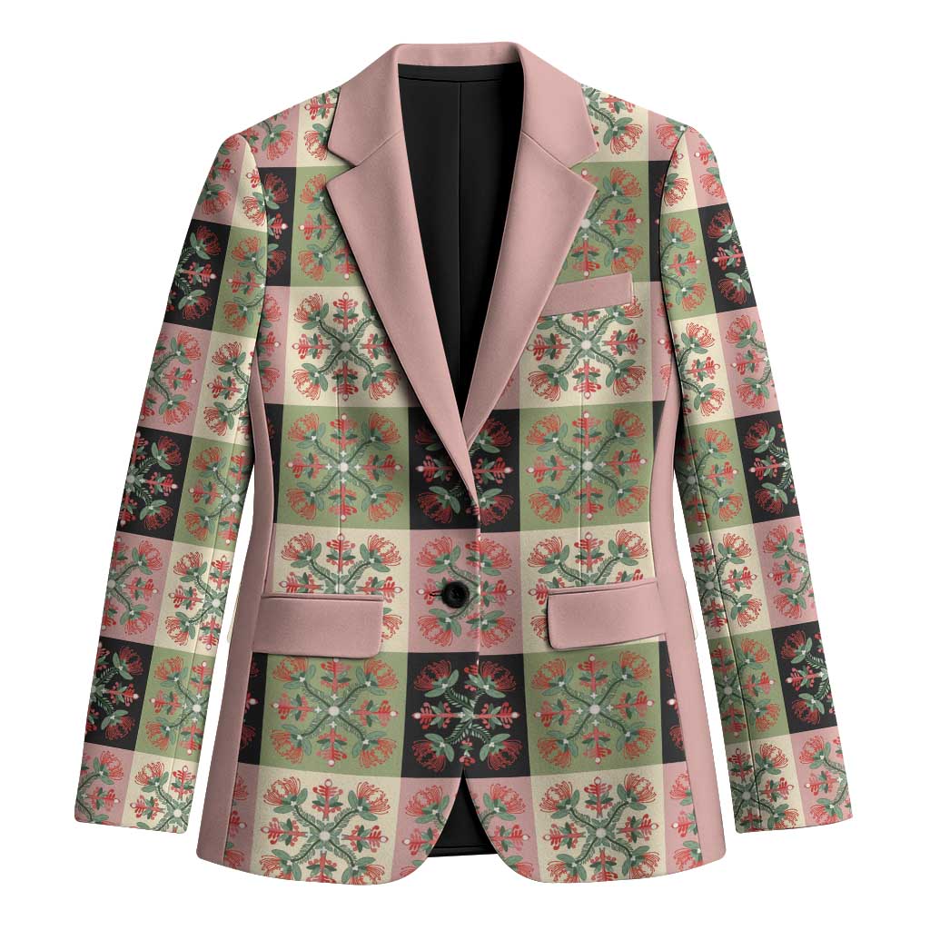 Seamless Pattern Pikake Lei Blazer Floral Squares Pikake - Polynesian Pride