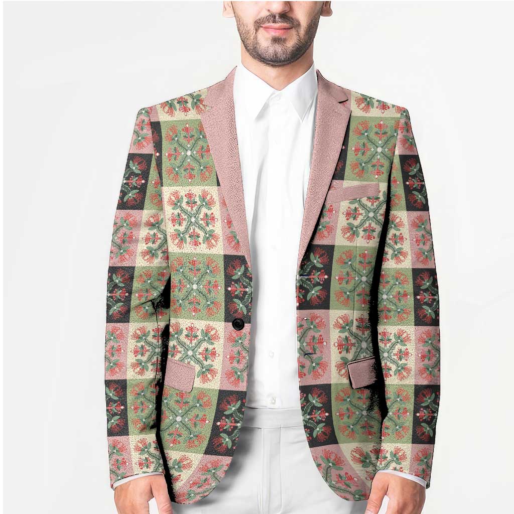 Seamless Pattern Pikake Lei Blazer Floral Squares Pikake LT9 - Polynesian Pride