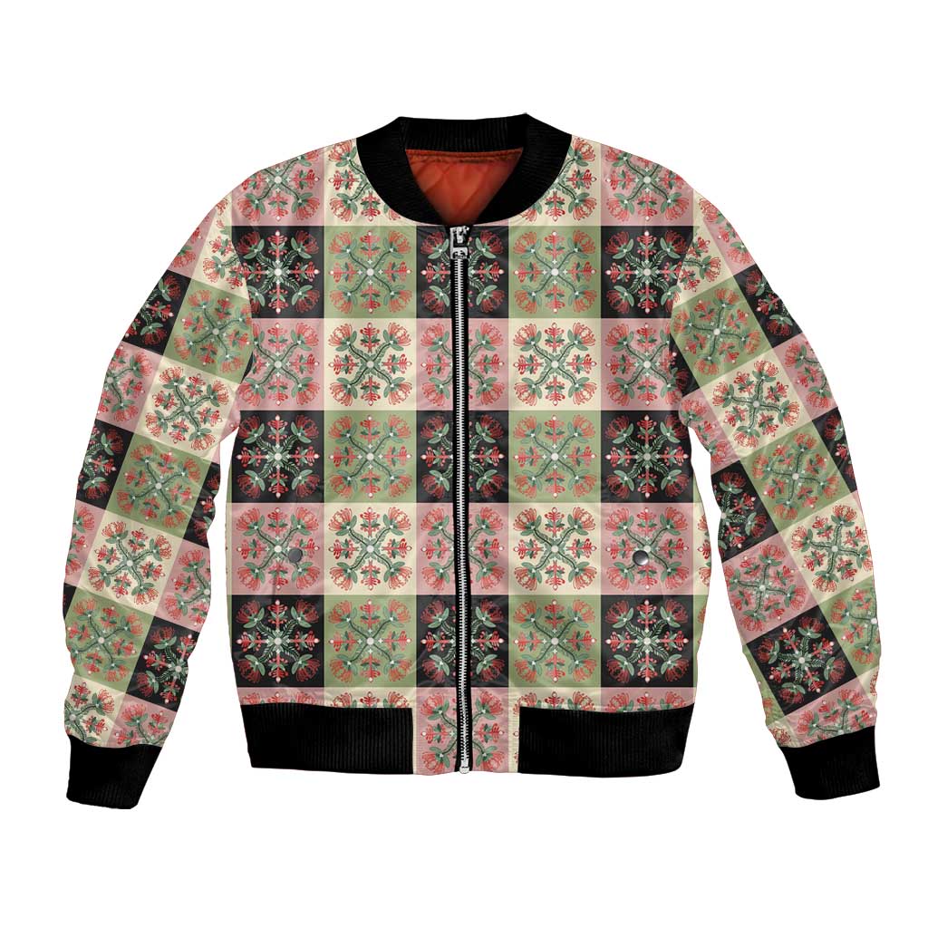 Seamless Pattern Pikake Lei Bomber Jacket Floral Squares Pikake LT9 Unisex Pink - Polynesian Pride