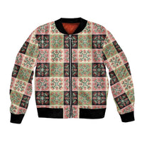 Seamless Pattern Pikake Lei Bomber Jacket Floral Squares Pikake LT9 Unisex Pink - Polynesian Pride