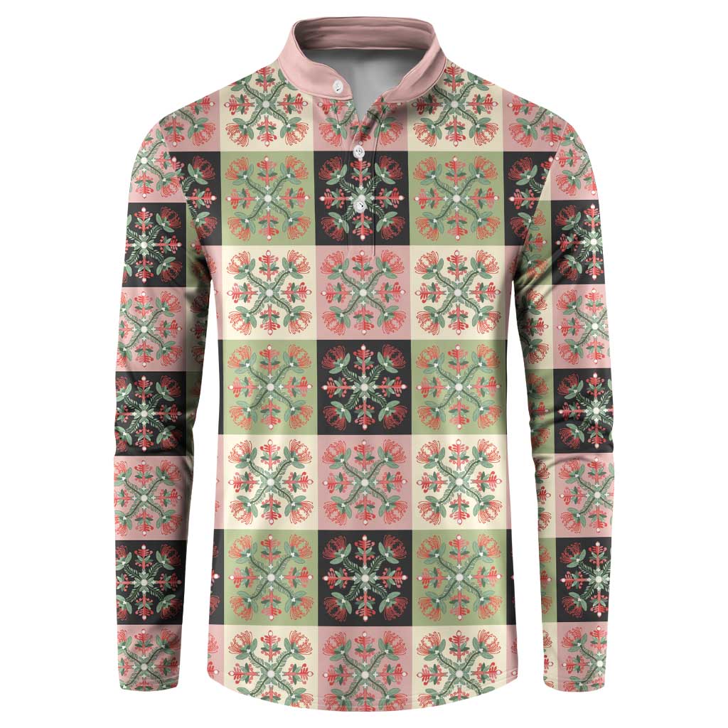 Seamless Pattern Pikake Lei Button Sweatshirt Floral Squares Pikake LT9 Pink - Polynesian Pride