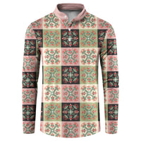 Seamless Pattern Pikake Lei Button Sweatshirt Floral Squares Pikake LT9 Pink - Polynesian Pride