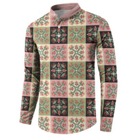 Seamless Pattern Pikake Lei Button Sweatshirt Floral Squares Pikake LT9 - Polynesian Pride