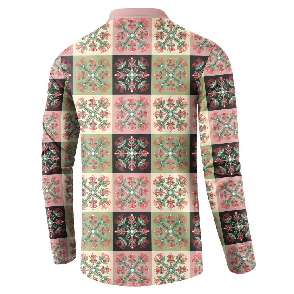 Seamless Pattern Pikake Lei Button Sweatshirt Floral Squares Pikake LT9 - Polynesian Pride
