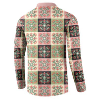 Seamless Pattern Pikake Lei Button Sweatshirt Floral Squares Pikake LT9 - Polynesian Pride