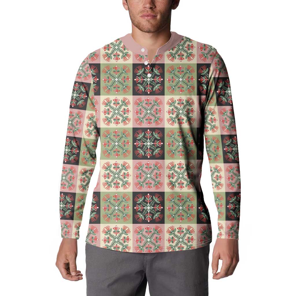 Seamless Pattern Pikake Lei Button Sweatshirt Floral Squares Pikake LT9 - Polynesian Pride