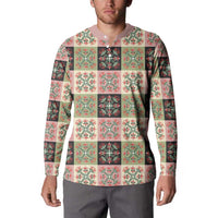 Seamless Pattern Pikake Lei Button Sweatshirt Floral Squares Pikake LT9 - Polynesian Pride