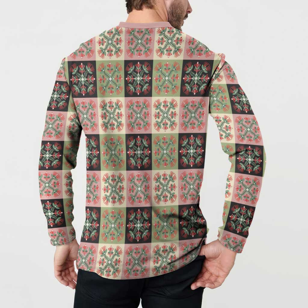 Seamless Pattern Pikake Lei Button Sweatshirt Floral Squares Pikake LT9 - Polynesian Pride