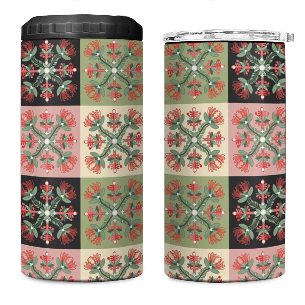 Seamless Pattern Pikake Lei 4 in 1 Can Cooler Tumbler Floral Squares Pikake - Polynesian Pride