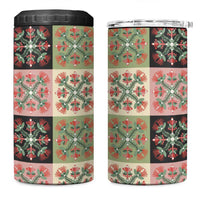 Seamless Pattern Pikake Lei 4 in 1 Can Cooler Tumbler Floral Squares Pikake - Polynesian Pride