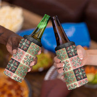 Seamless Pattern Pikake Lei 4 in 1 Can Cooler Tumbler Floral Squares Pikake - Polynesian Pride