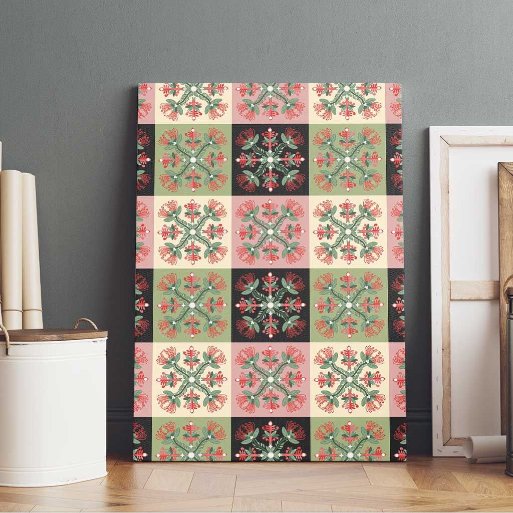 Seamless Pattern Pikake Lei Canvas Wall Art Floral Squares Pikake - Polynesian Pride