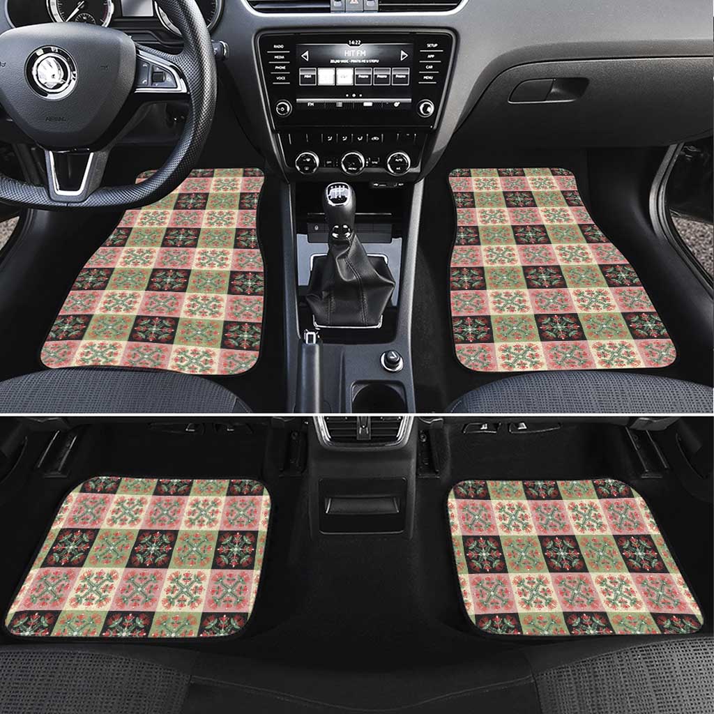 Seamless Pattern Pikake Lei Car Mats Floral Squares Pikake LT9 Set 4pcs Pink - Polynesian Pride