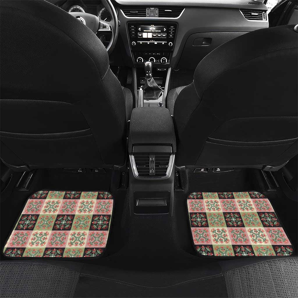 Seamless Pattern Pikake Lei Car Mats Floral Squares Pikake LT9 Set 2pcs - Back Pink - Polynesian Pride