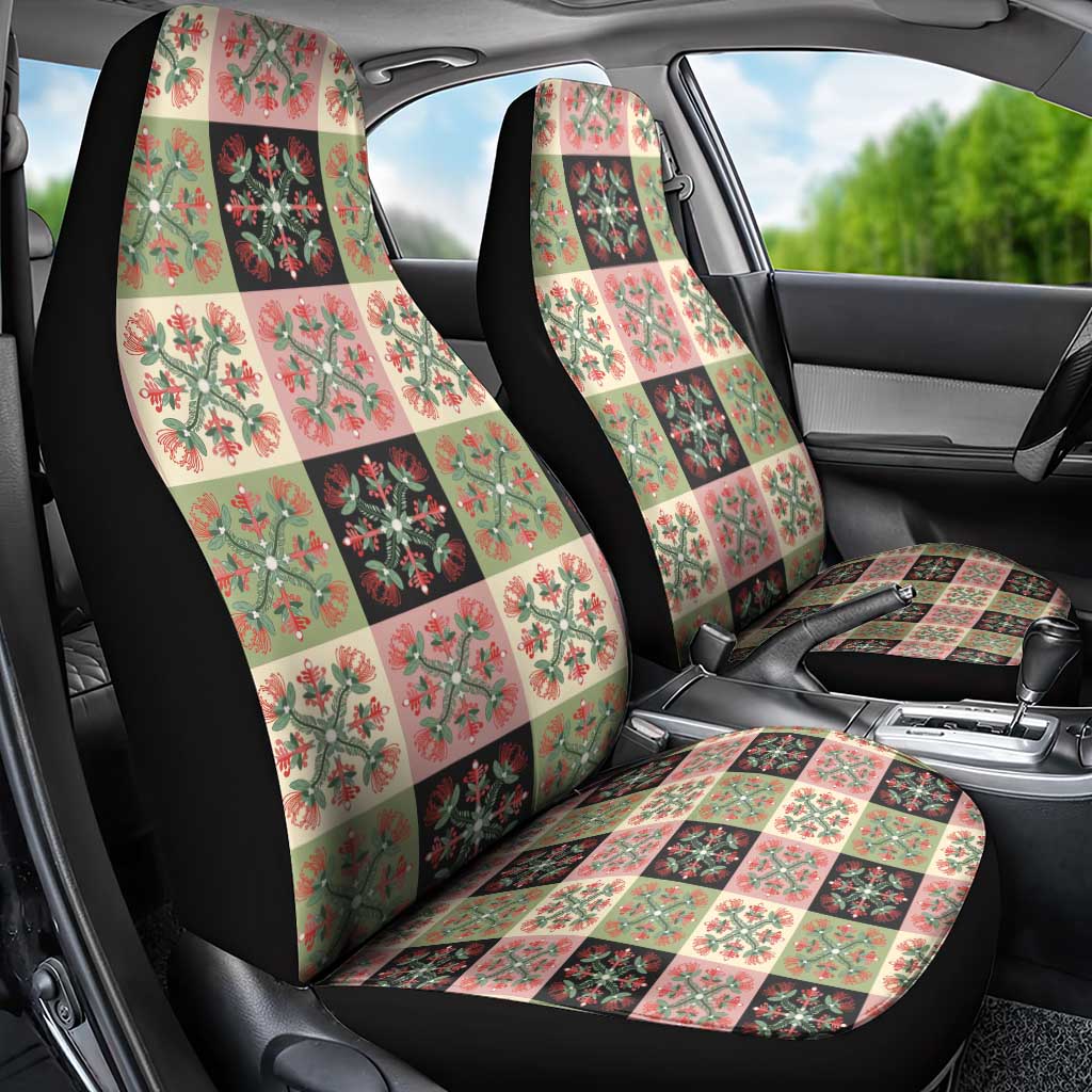 Seamless Pattern Pikake Lei Car Seat Cover Floral Squares Pikake - Polynesian Pride