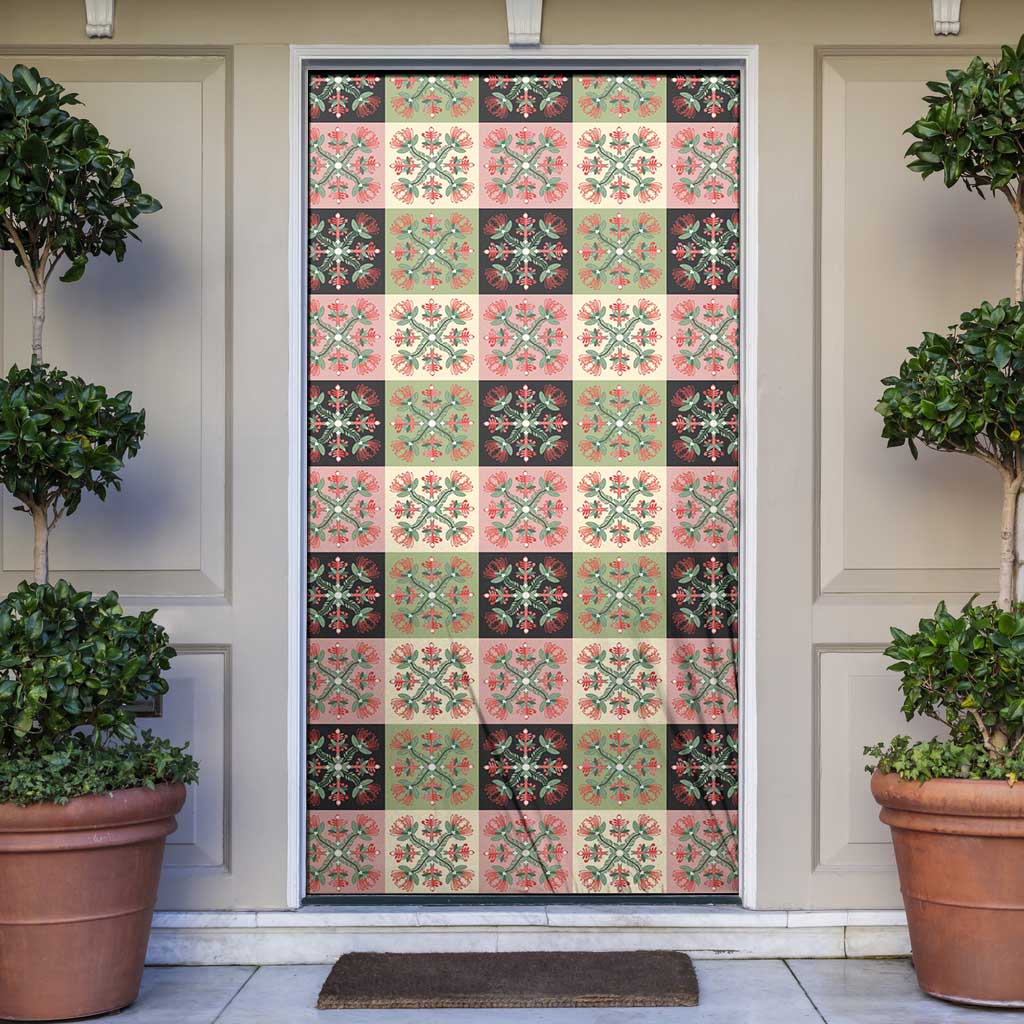 Seamless Pattern Pikake Lei Door Cover Floral Squares Pikake - Polynesian Pride
