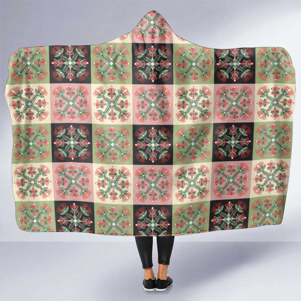 Seamless Pattern Pikake Lei Hooded Blanket Floral Squares Pikake LT9 One Size Pink - Polynesian Pride