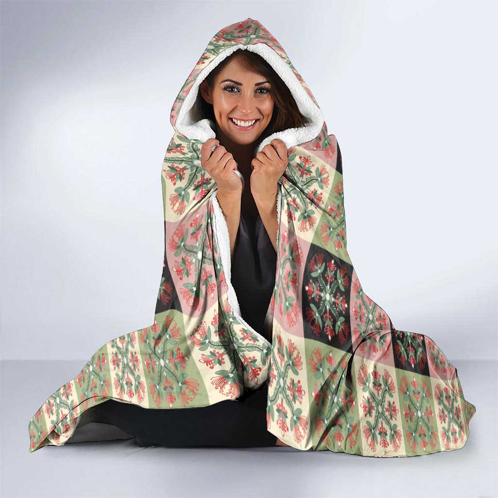 Seamless Pattern Pikake Lei Hooded Blanket Floral Squares Pikake LT9 - Polynesian Pride