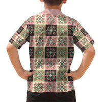 Seamless Pattern Pikake Lei Kid Hawaiian Shirt Floral Squares Pikake - Polynesian Pride