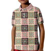 Seamless Pattern Pikake Lei Kid Polo Shirt Floral Squares Pikake LT9 Kid Pink - Polynesian Pride