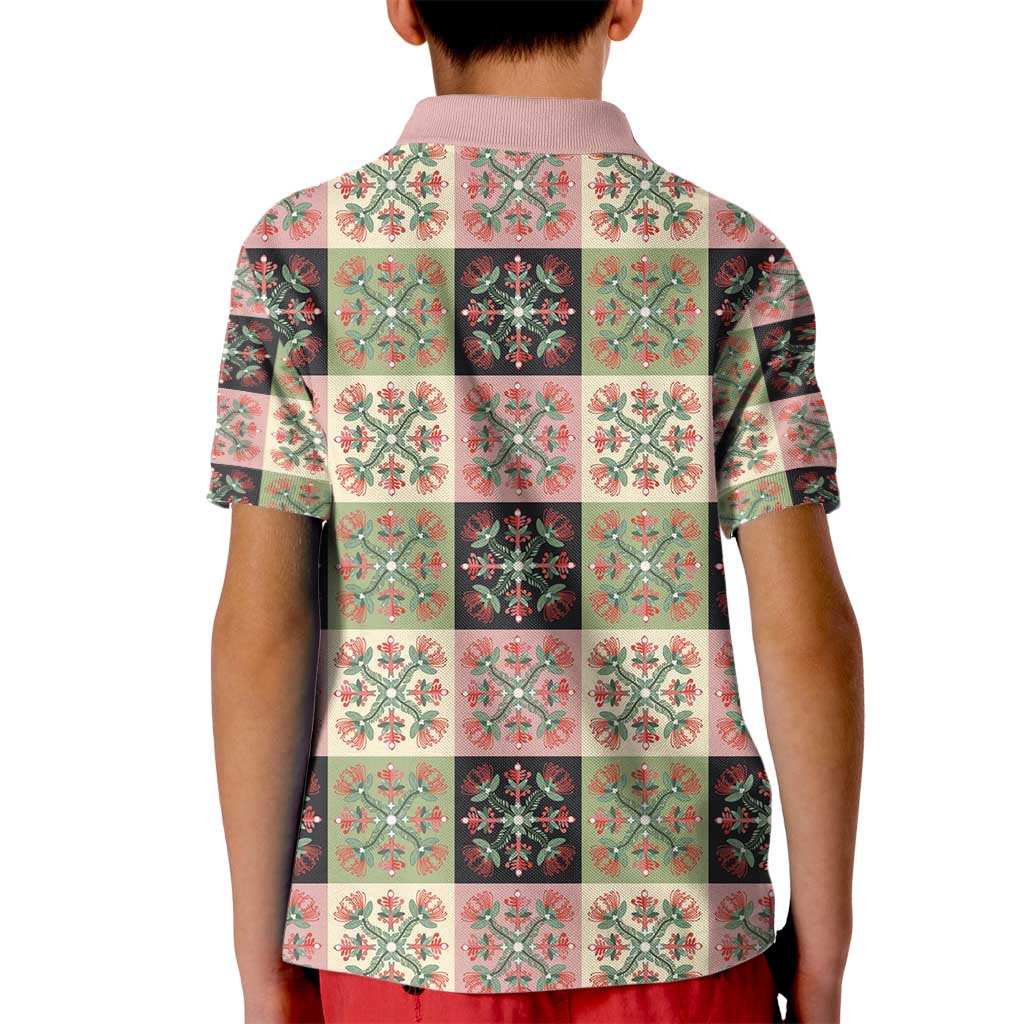 Seamless Pattern Pikake Lei Kid Polo Shirt Floral Squares Pikake LT9 - Polynesian Pride