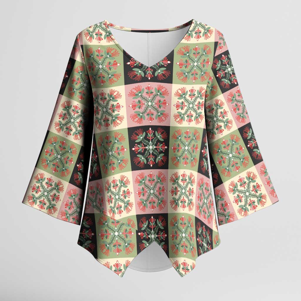 Seamless Pattern Pikake Lei Kimono Sleeve Blouse Floral Squares Pikake - Polynesian Pride
