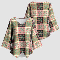 Seamless Pattern Pikake Lei Kimono Sleeve Blouse Floral Squares Pikake - Polynesian Pride