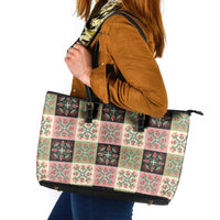 Seamless Pattern Pikake Lei Leather Tote Bag Floral Squares Pikake LT9 Pink - Polynesian Pride