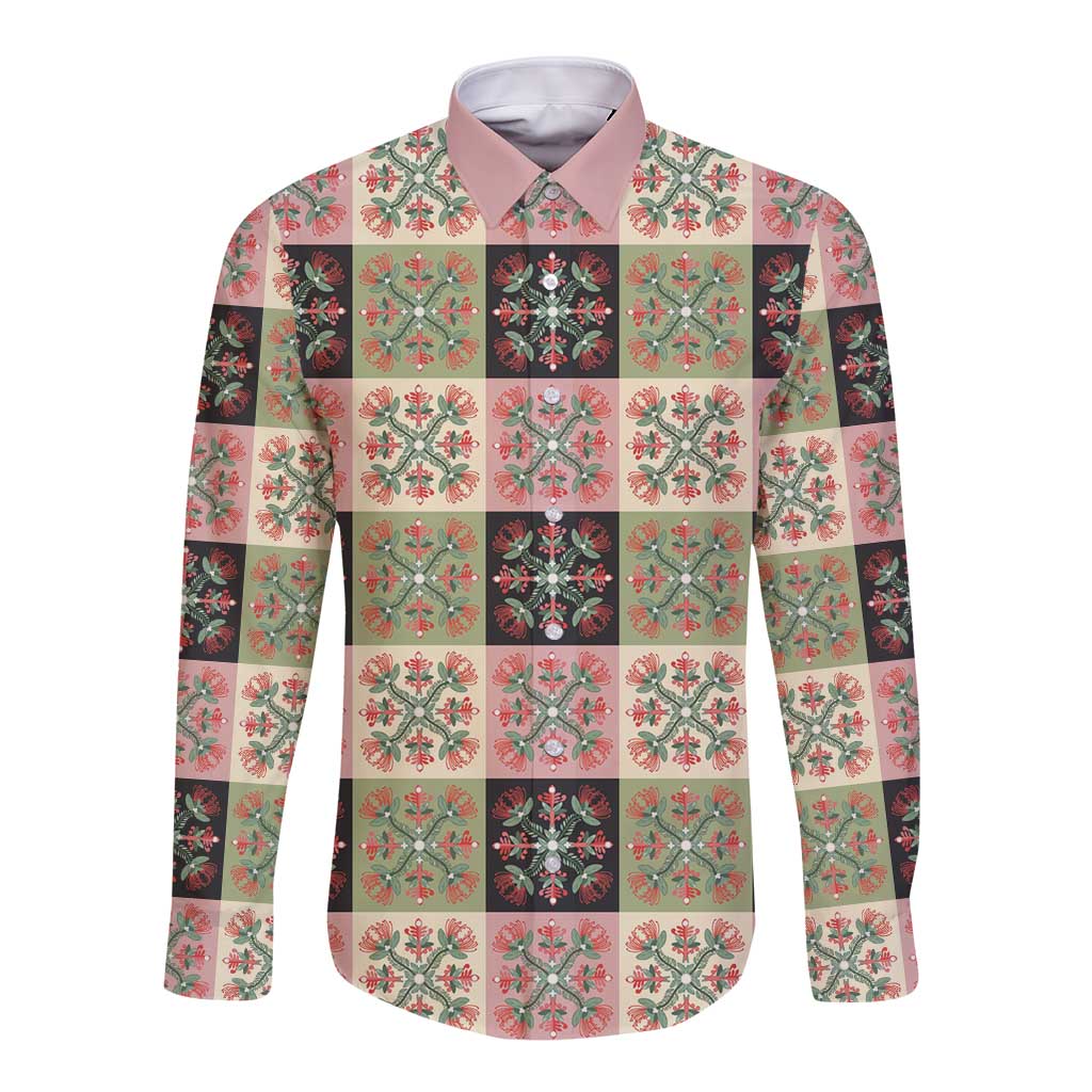 Seamless Pattern Pikake Lei Long Sleeve Button Shirt Floral Squares Pikake LT9 Unisex Pink - Polynesian Pride