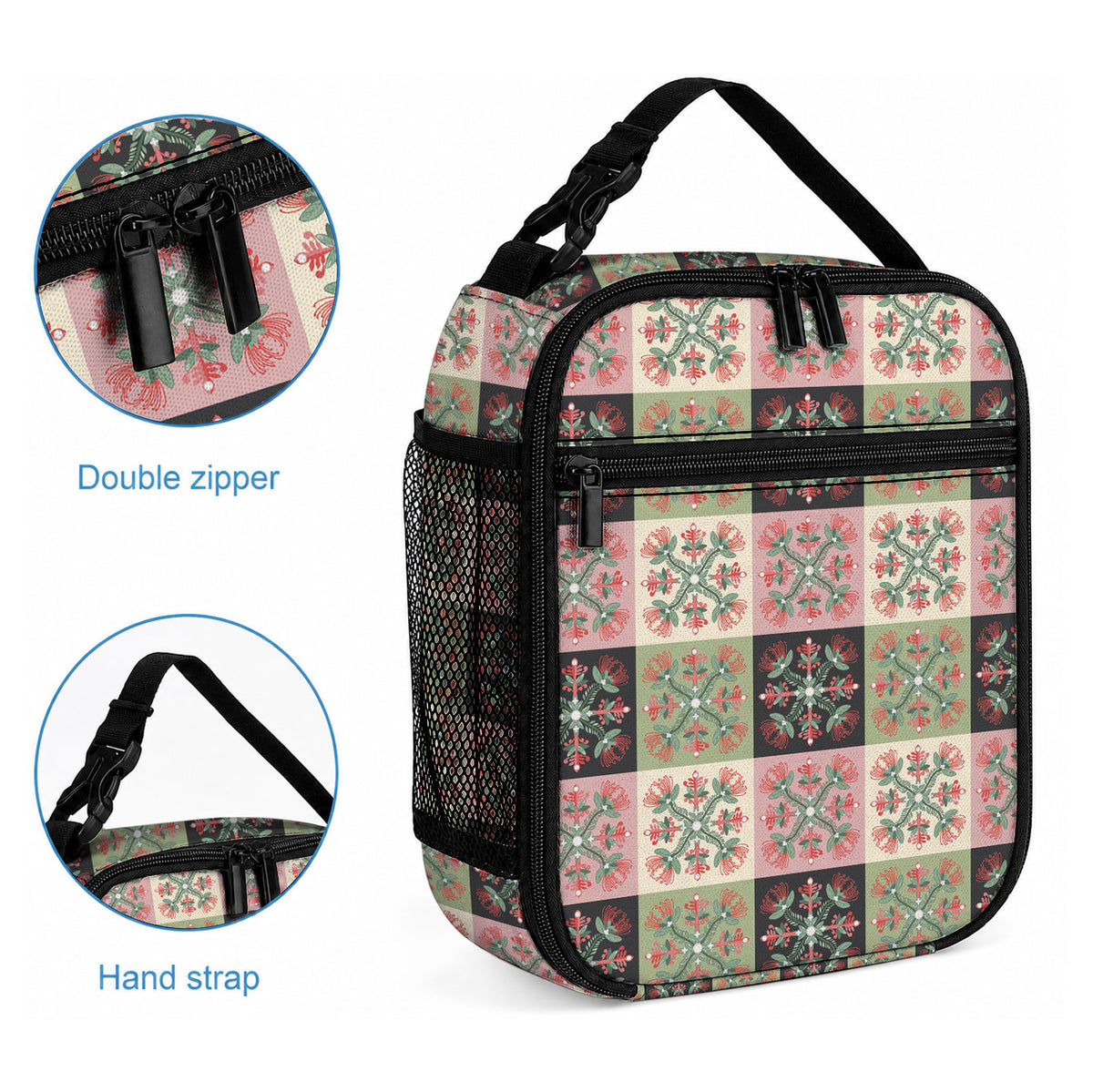 Seamless Pattern Pikake Lei Lunch Bag Floral Squares Pikake LT9 - Polynesian Pride