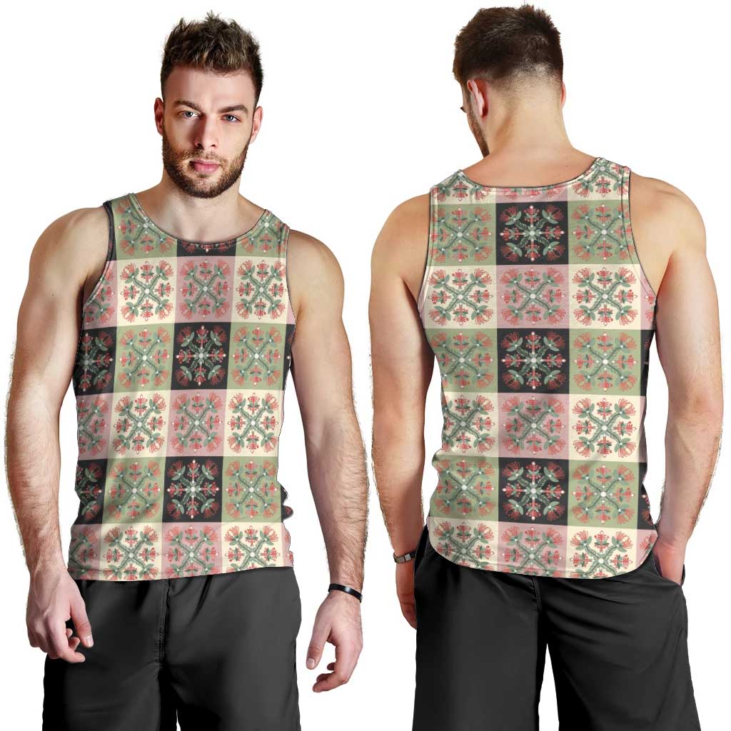 Seamless Pattern Pikake Lei Men Tank Top Floral Squares Pikake - Polynesian Pride