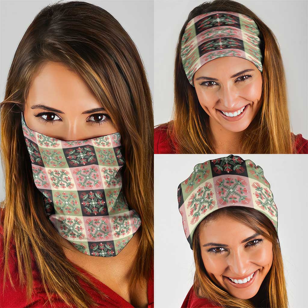 Seamless Pattern Pikake Lei Neck Gaiter Floral Squares Pikake LT9 - Polynesian Pride