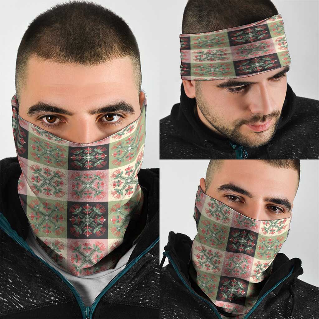 Seamless Pattern Pikake Lei Neck Gaiter Floral Squares Pikake LT9 - Polynesian Pride