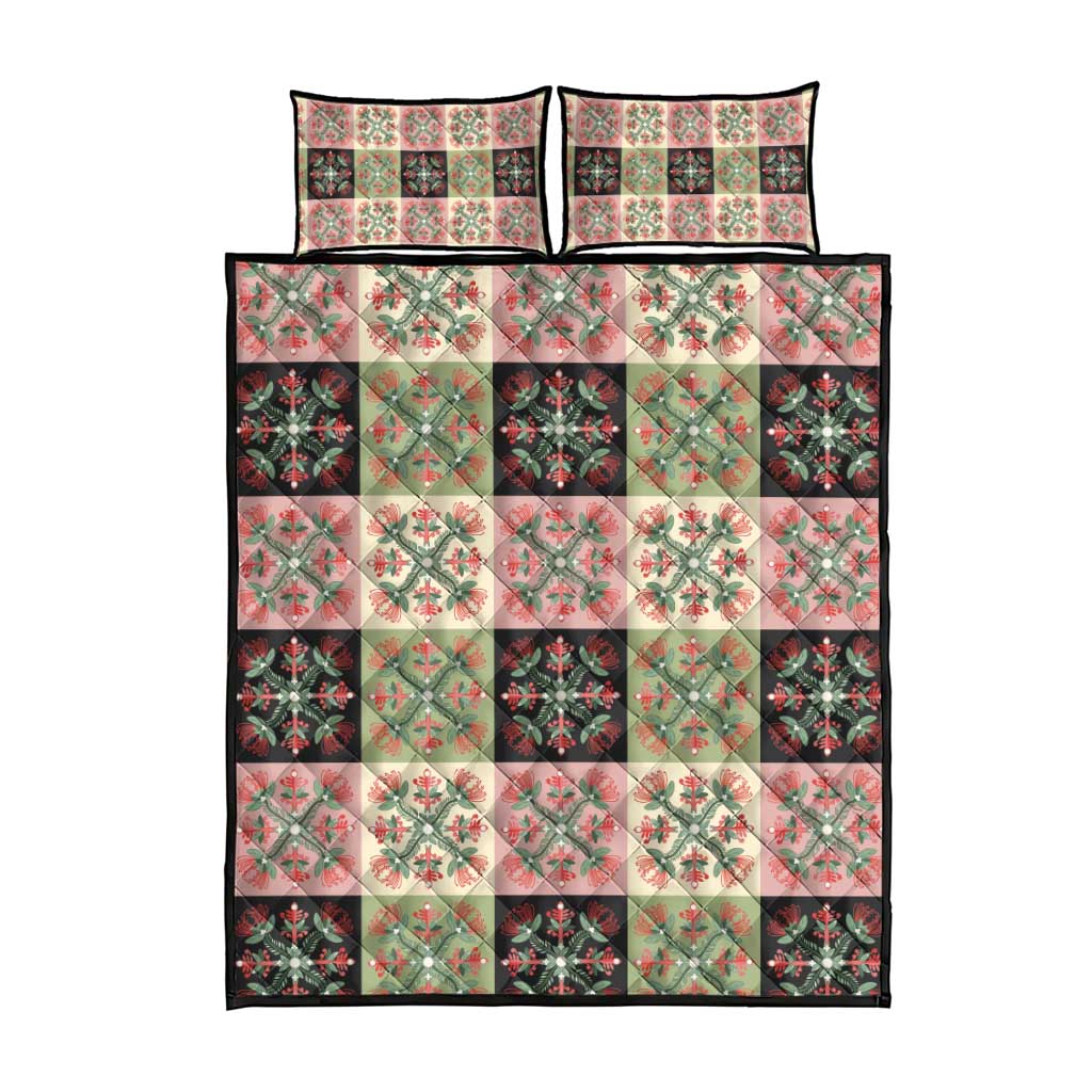 Seamless Pattern Pikake Lei Quilt Bed Set Floral Squares Pikake - Polynesian Pride