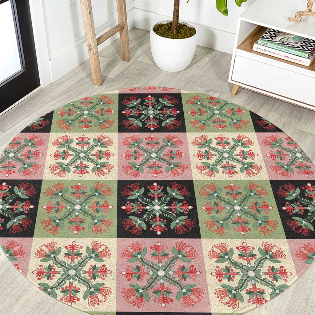 Seamless Pattern Pikake Lei Round Carpet Floral Squares Pikake LT9 Pink - Polynesian Pride