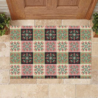 Seamless Pattern Pikake Lei Rubber Doormat Floral Squares Pikake LT9 Pink - Polynesian Pride