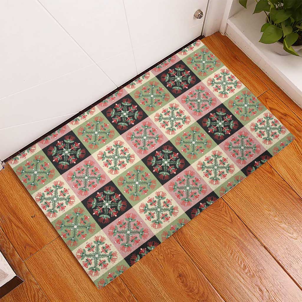 Seamless Pattern Pikake Lei Rubber Doormat Floral Squares Pikake LT9 - Polynesian Pride