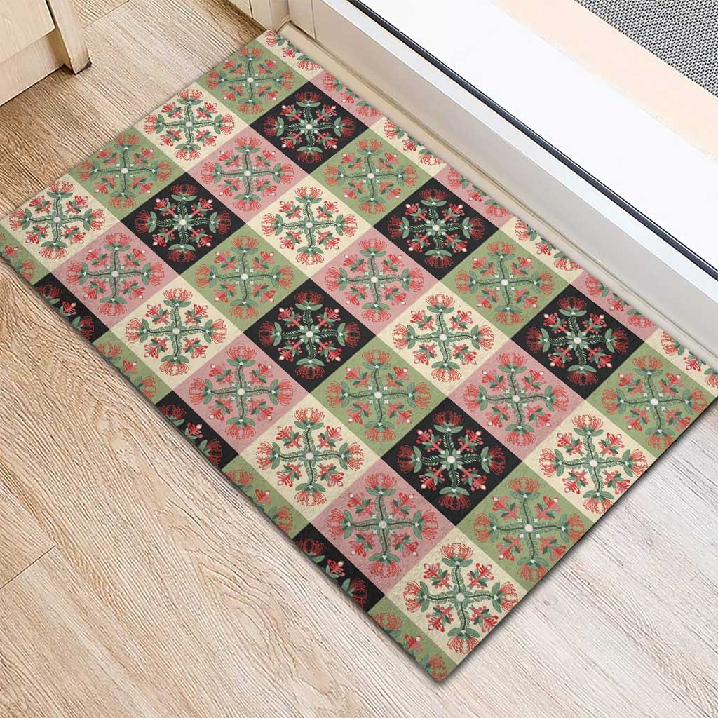 Seamless Pattern Pikake Lei Rubber Doormat Floral Squares Pikake LT9 - Polynesian Pride